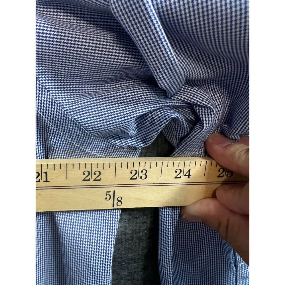 Brooks Brothers 346 Mens 16 2/3 Blue White Micro Check Non-Iron Dress Shirt - Picture 9 of 10